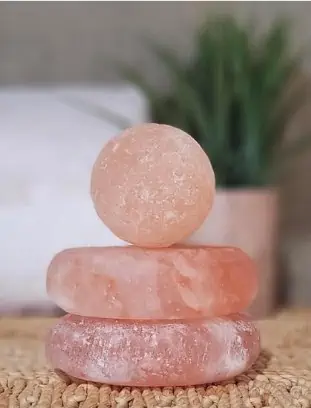 Close-up of Himalayan salt stone massage