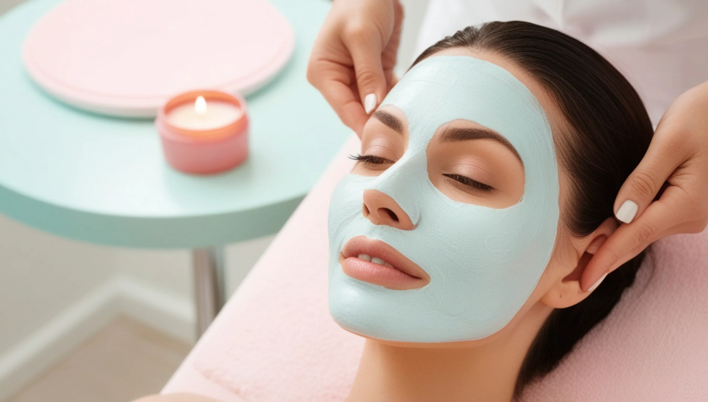 Hydrating facial mask application during an express facial at Safe Haven Spa, Springville Utah