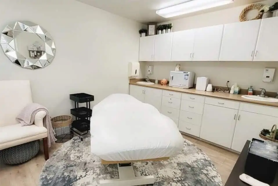 Private massage treatment room at Safe Haven Spa in Springville, Utah
