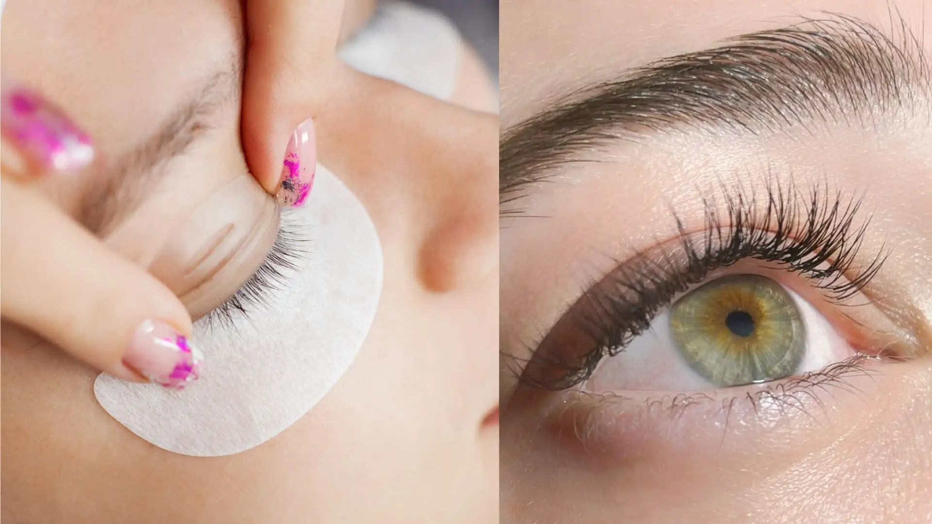 Close-up lash lift process at Safe Haven Spa