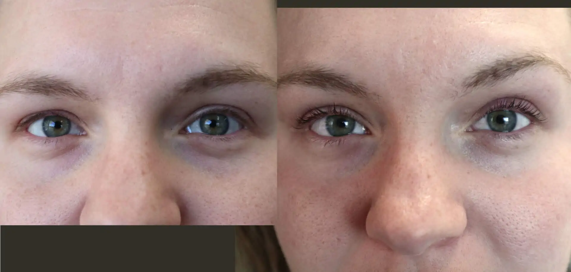 Before and after lash lift results at Safe Haven Spa Springville Utah